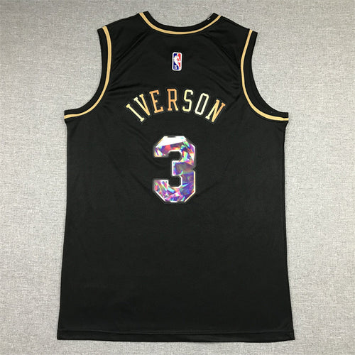Allen Iverson #3 Philadelphia 76ers Black & Gold City Edition Swingman Embroidered Jersey