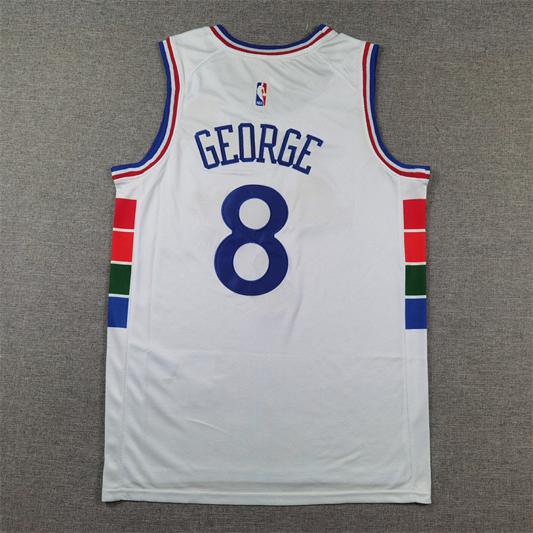 Paul George #8 Philadelphia 76ers White City Edition Swingman Embroidered Jersey