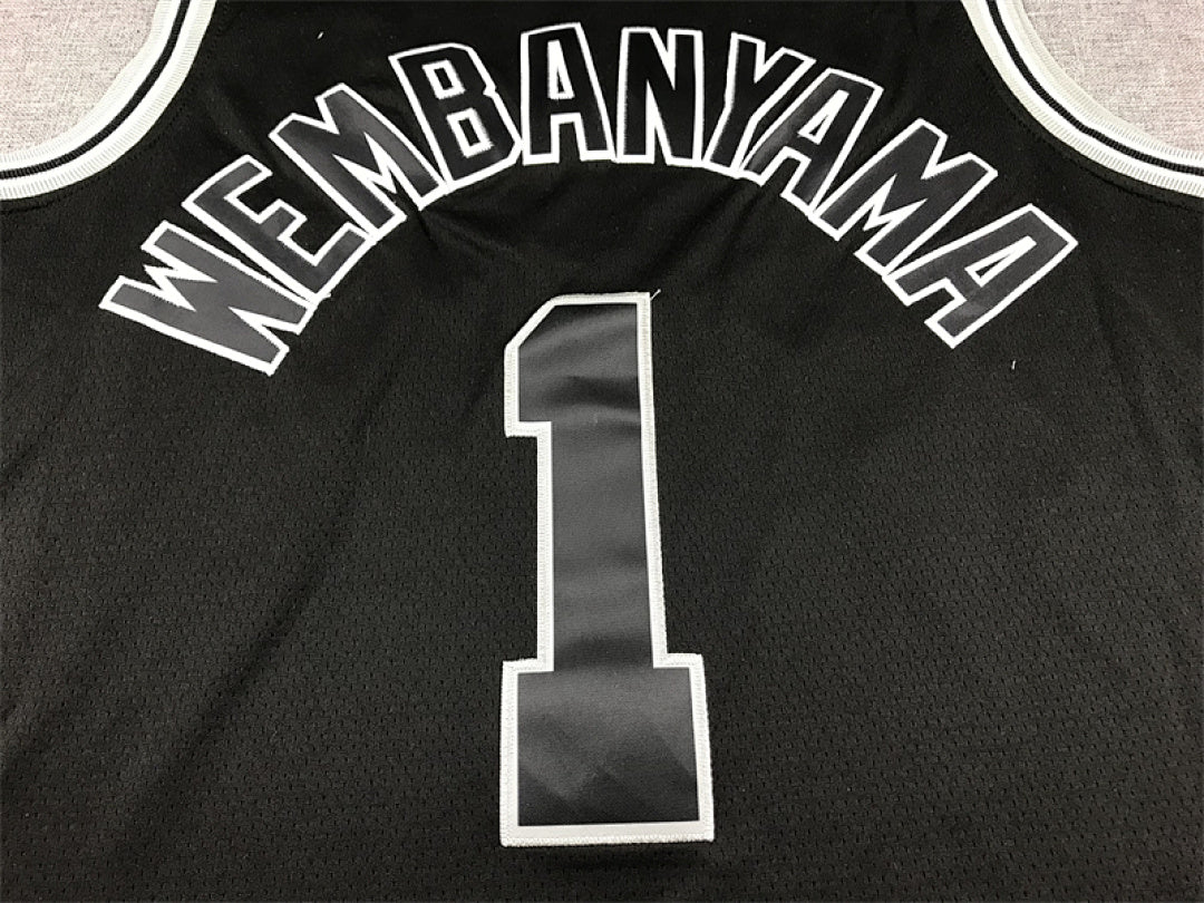 Victor Wembanyama #1 San Antonio Spurs Black City Edition Swingman Embroidered Jersey