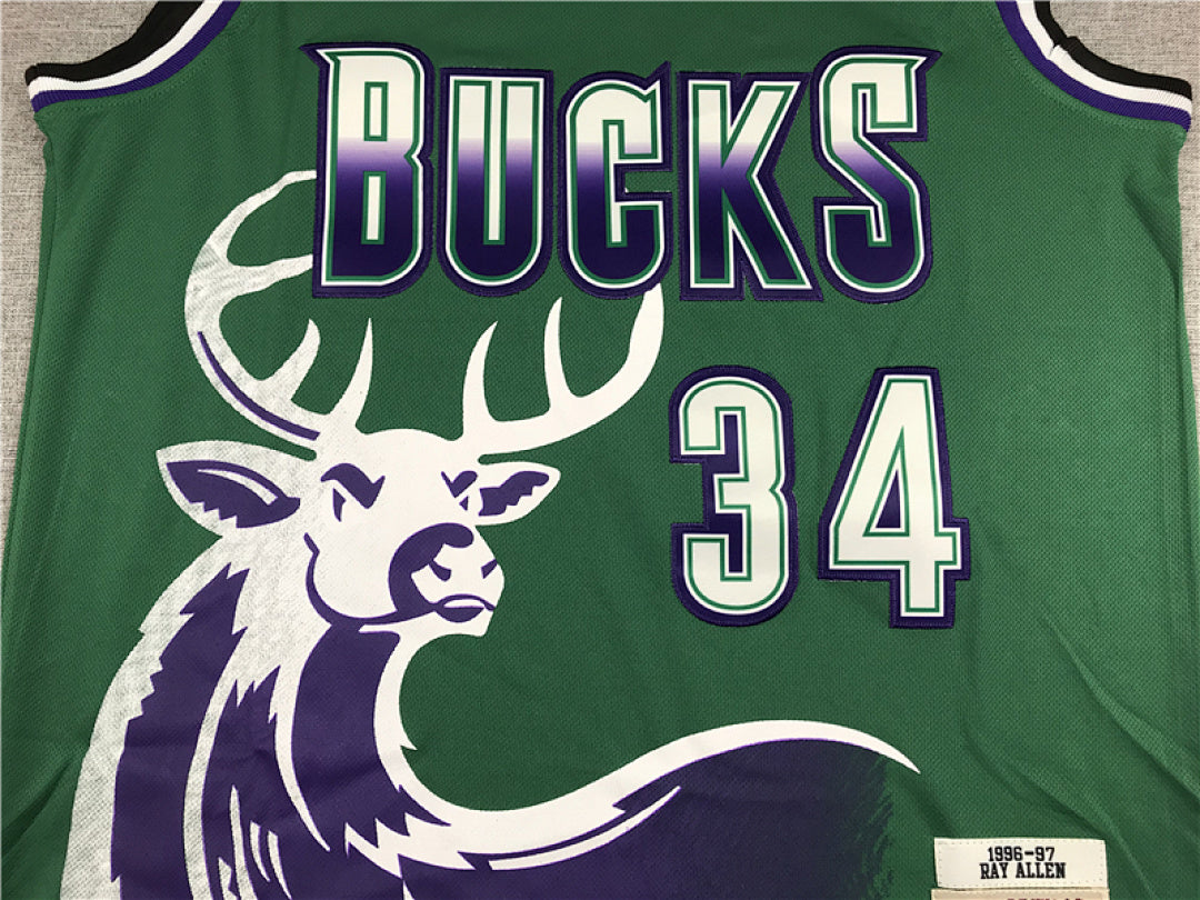Giannis Antetokounmpo# 34 Milwaukee Bucks 1996-97 Throwback Embroidered Jersey