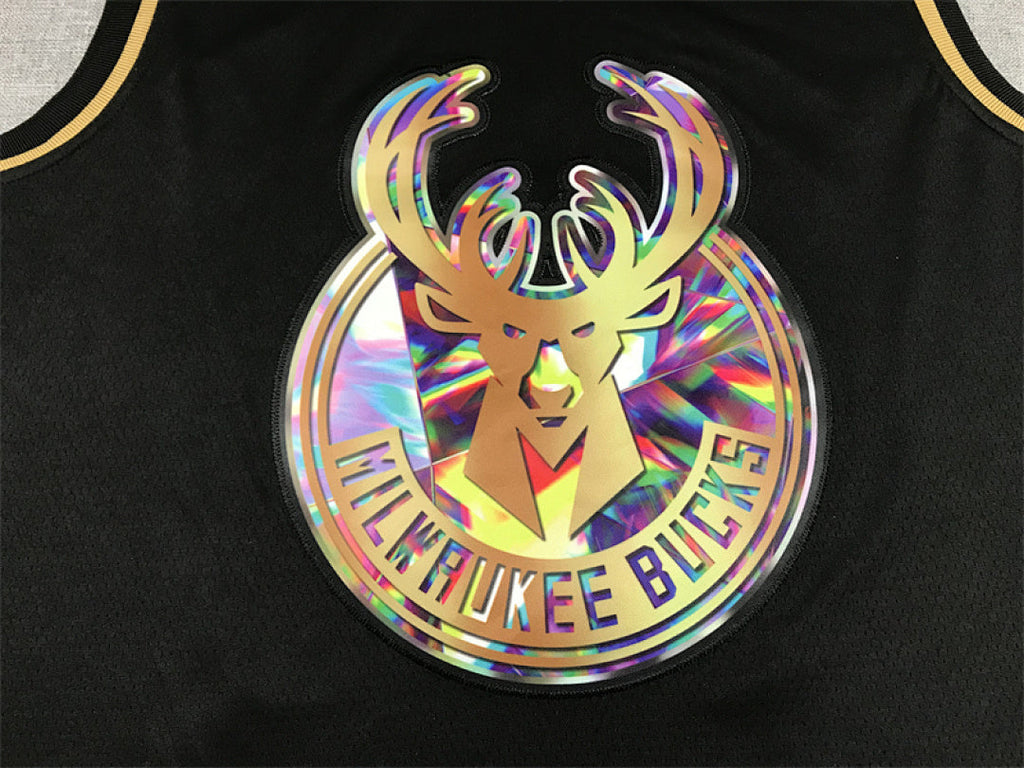 Giannis Antetokounmpo# 34 Milwaukee Bucks Black & Gold City Edition Swingman Embroidered Jersey