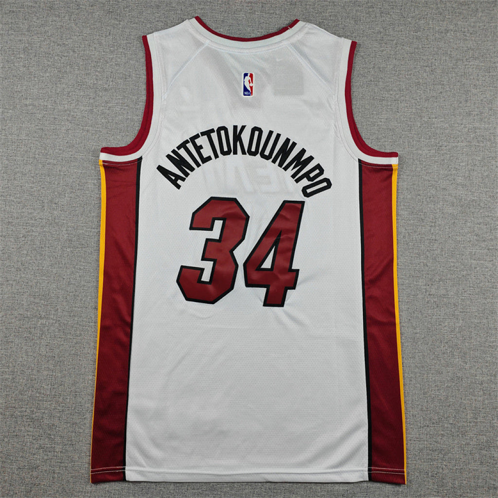 Miami Heat Giannis Antetokounmpo #34 White Jersey – Embroidered