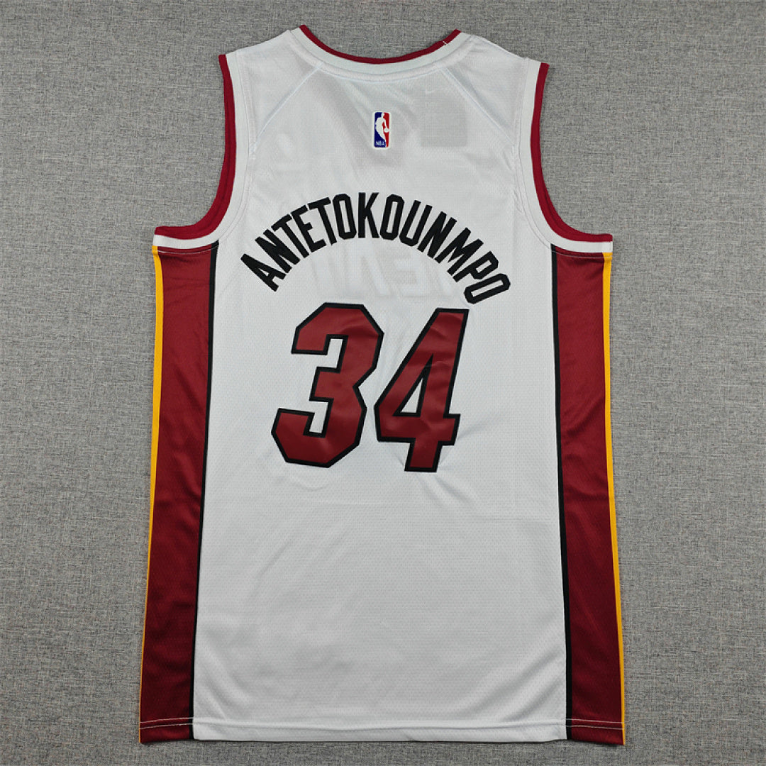Miami Heat Giannis Antetokounmpo #34 White Jersey – Embroidered
