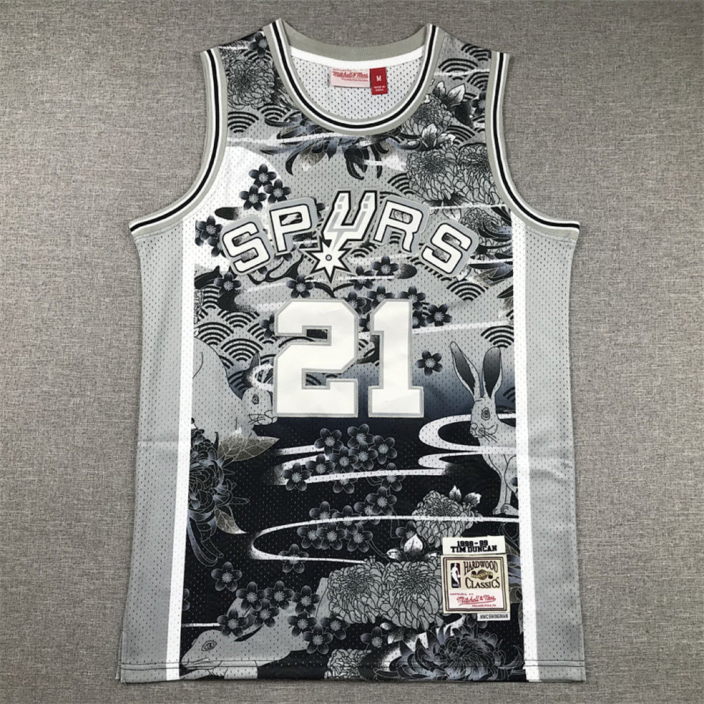 Tim Duncan #21 San Antonio Spurs  1998-99 （Year of the Rabbit Limited Edition）Throwback Embroidered Jersey