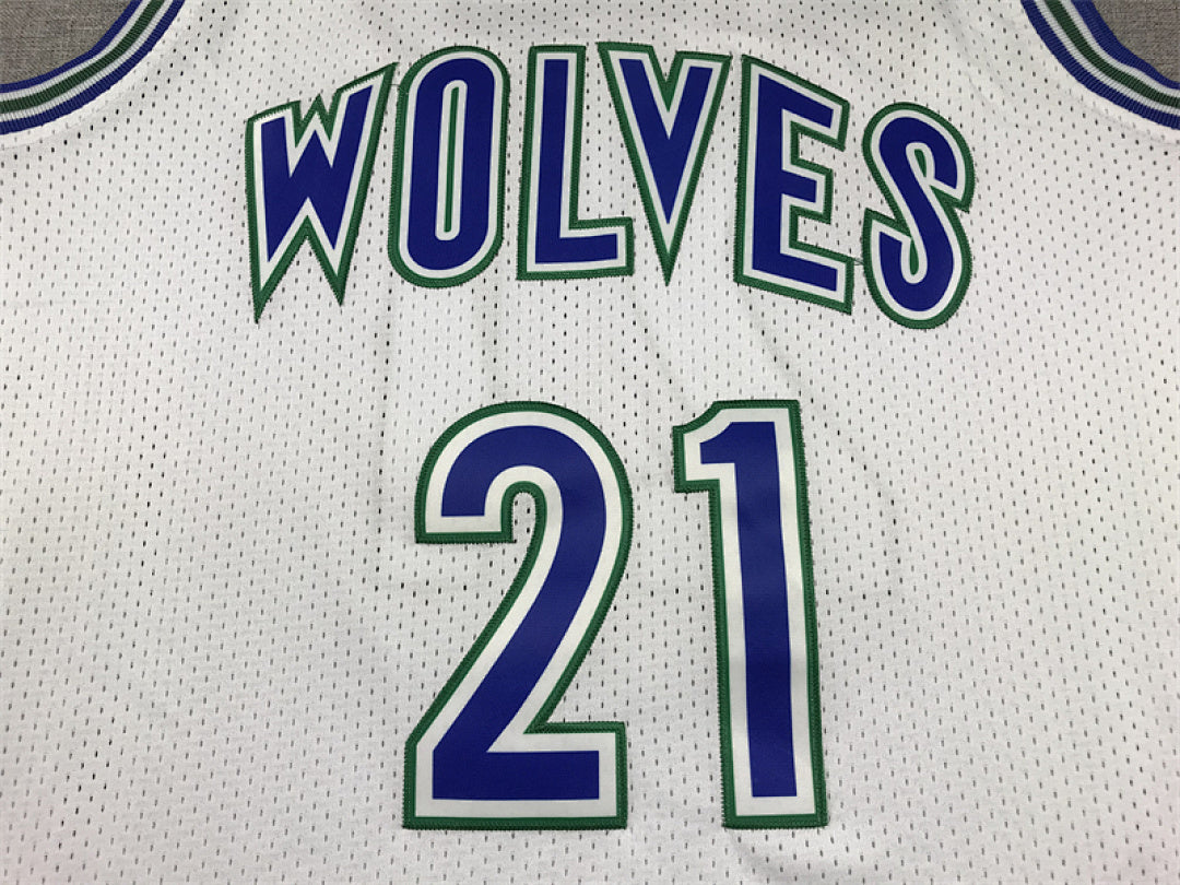 Kevin Garnett #21 Minnesota Timberwolves  1995-96 Throwback Embroidered Jersey
