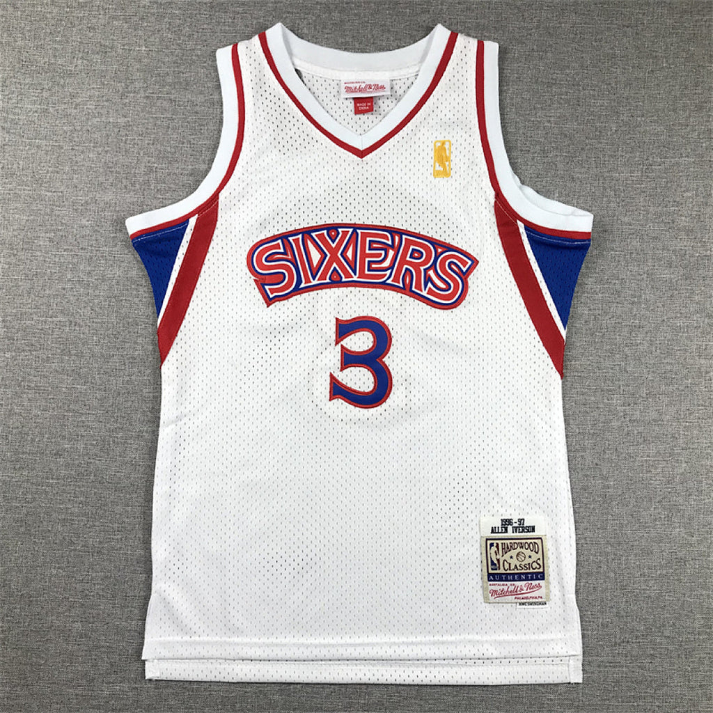 Youth Allen Iverson Philadelphia 76ers #3 Retro 1996-97 Throwback Embroidered Jersey