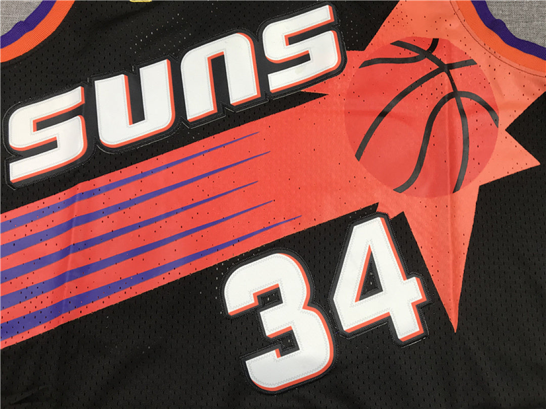 Charles Barkley #34 Phoenix Suns 1992-93 Black Throwback Embroidered Jersey