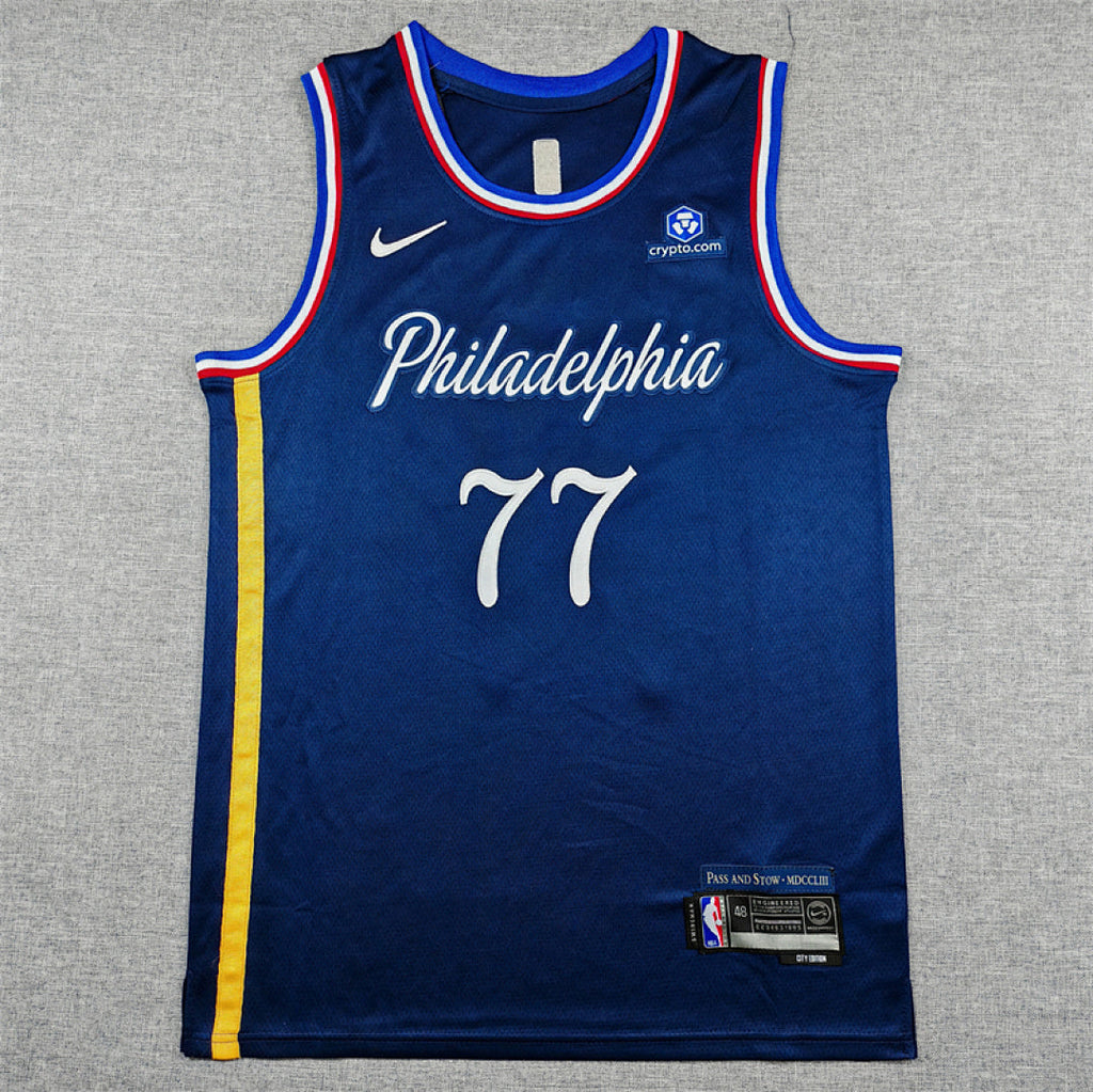 V. J. Edgecombe #77 Philadelphia 76ers Navy Blue City Edition Swingman Embroidered Jersey