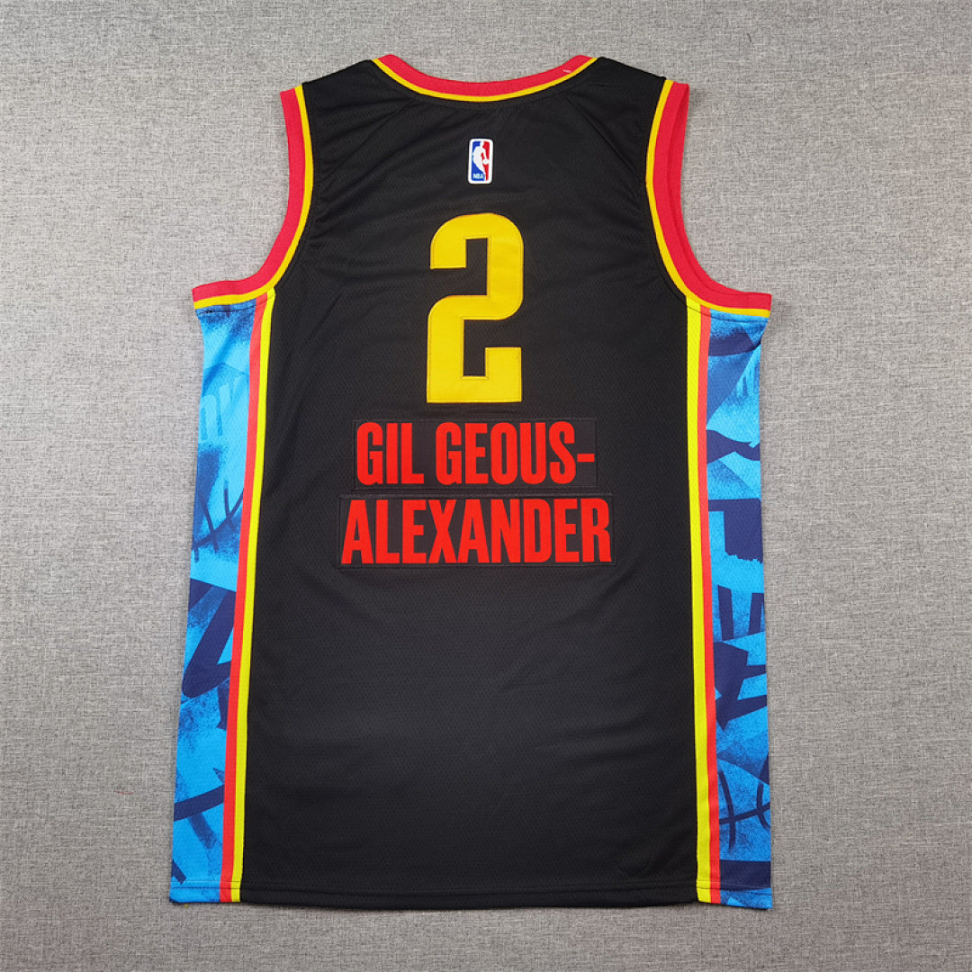 Shai Gilgeous-Alexander#2 Oklahoma City Thunder 2025 Black City Edition Swingman Embroidered Jersey
