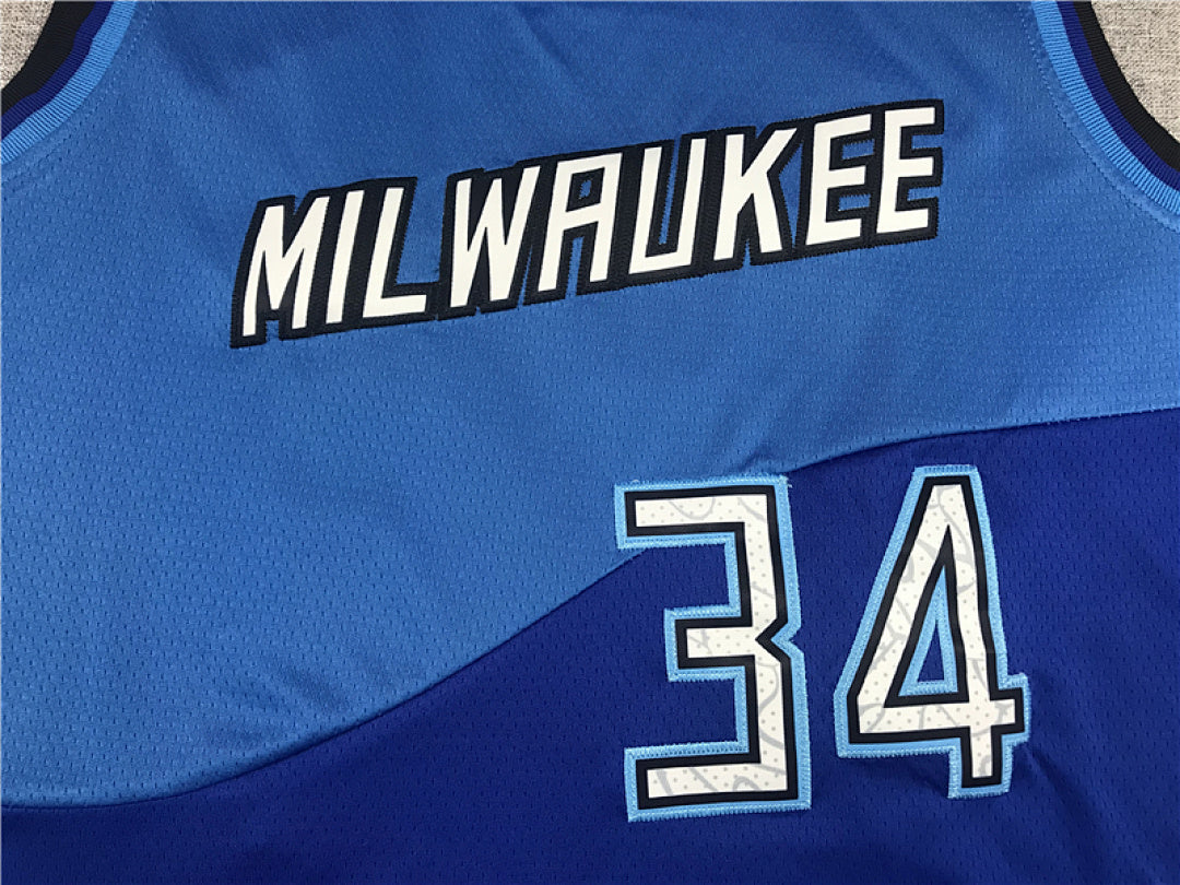 Giannis Antetokounmpo# 34 Milwaukee Bucks City Edition Swingman Embroidered Jersey