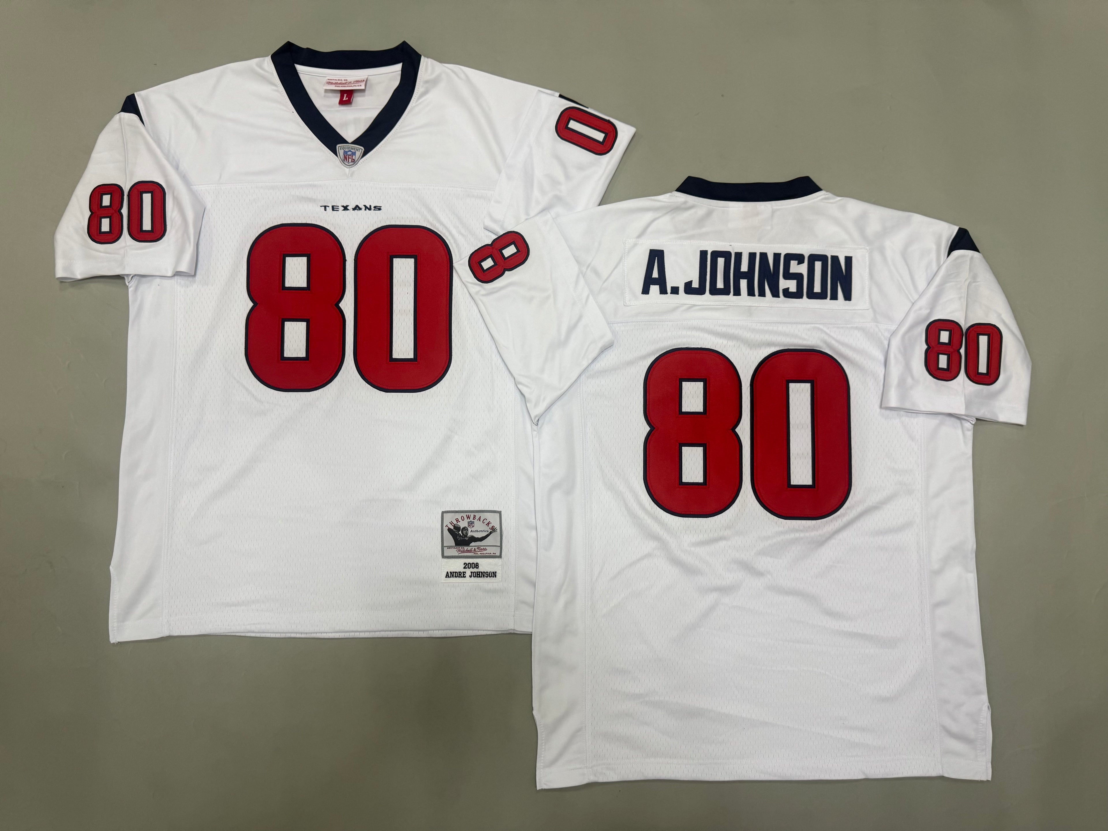 Mens Andre Johnson #80 white Houston Texans Vintage Throwback Jersey