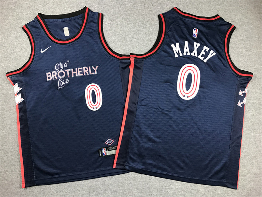 Youth Tyrese Maxey Philadelphia 76ers #0 City Edition Embroidered Jersey