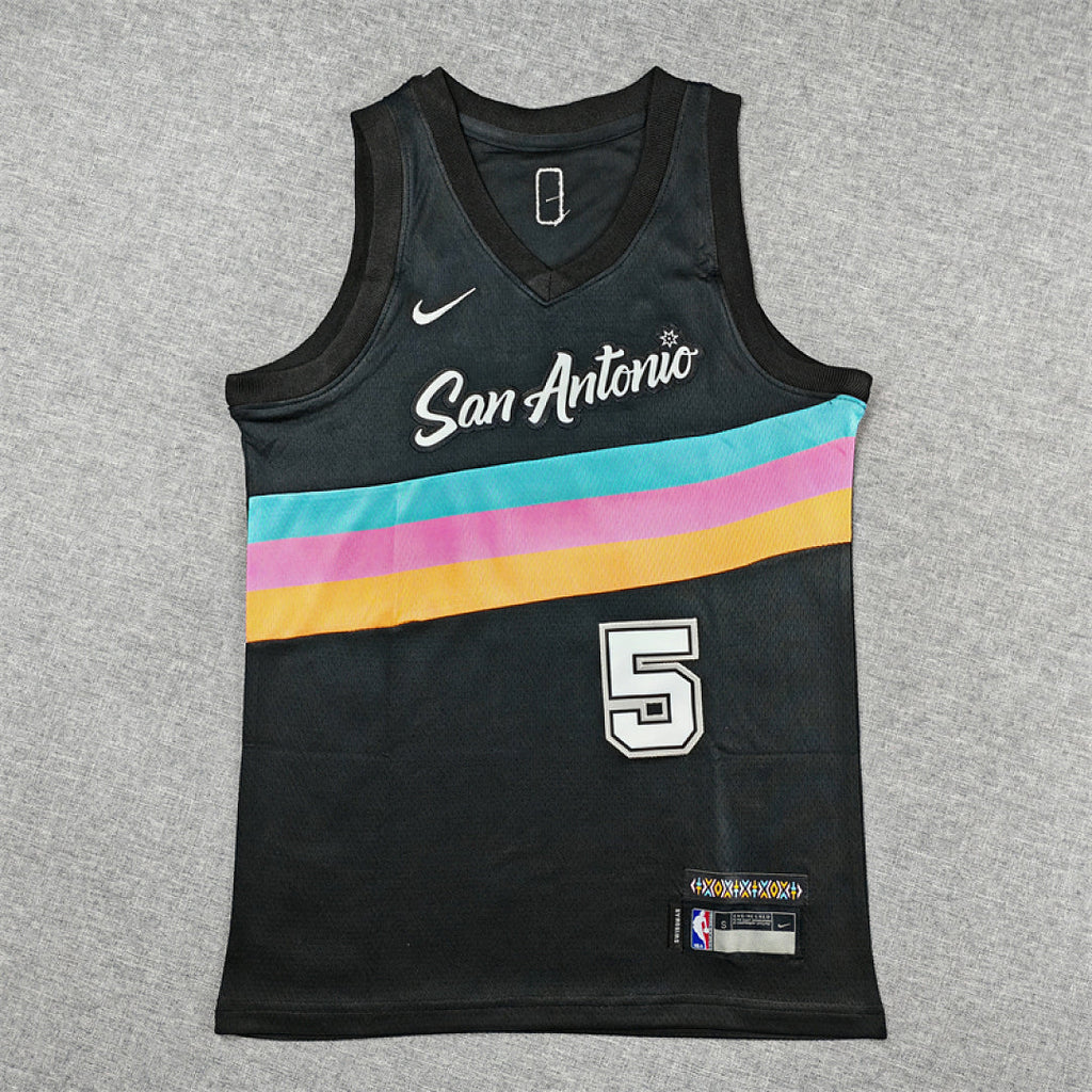Youth Stephon Castle San Antonio Spurs #5 Black City Edition Swingman Embroidered Jersey
