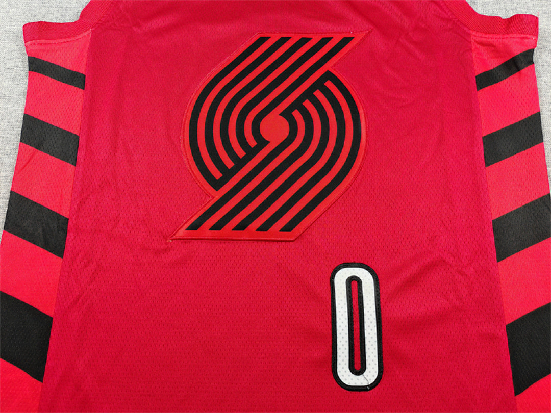 Damian  Lillard #0 Portland Trail Blazers Red  City Edition Swingman Embroidered Jersey