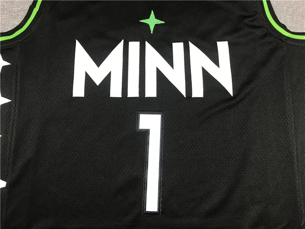 Anthony Edwards #1 Minnesota Timberwolves Black City Edition Swingman Embroidered Jersey