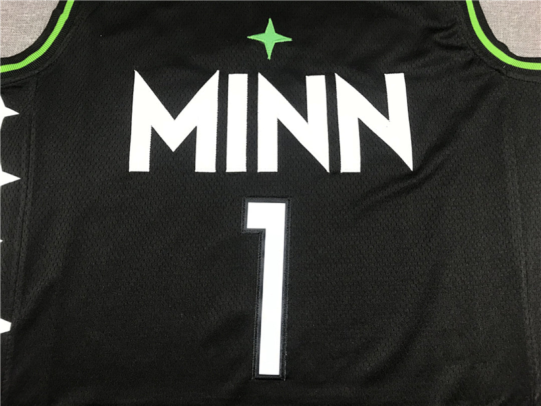 Anthony Edwards #1 Minnesota Timberwolves Black City Edition Swingman Embroidered Jersey