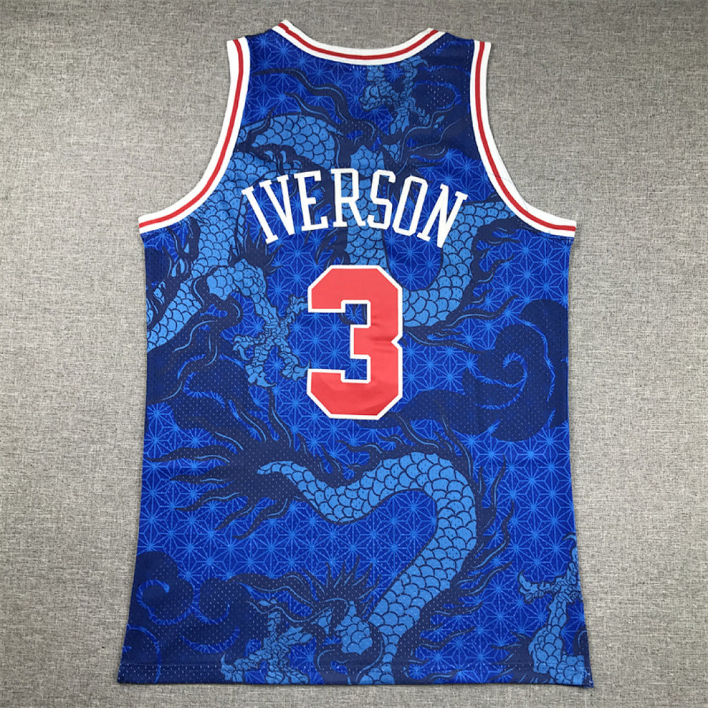 Allen Iverson #3 Philadelphia 76ers 1996-97(Year of the Dragon Limited Edition) Throwback  Embroidered Jersey