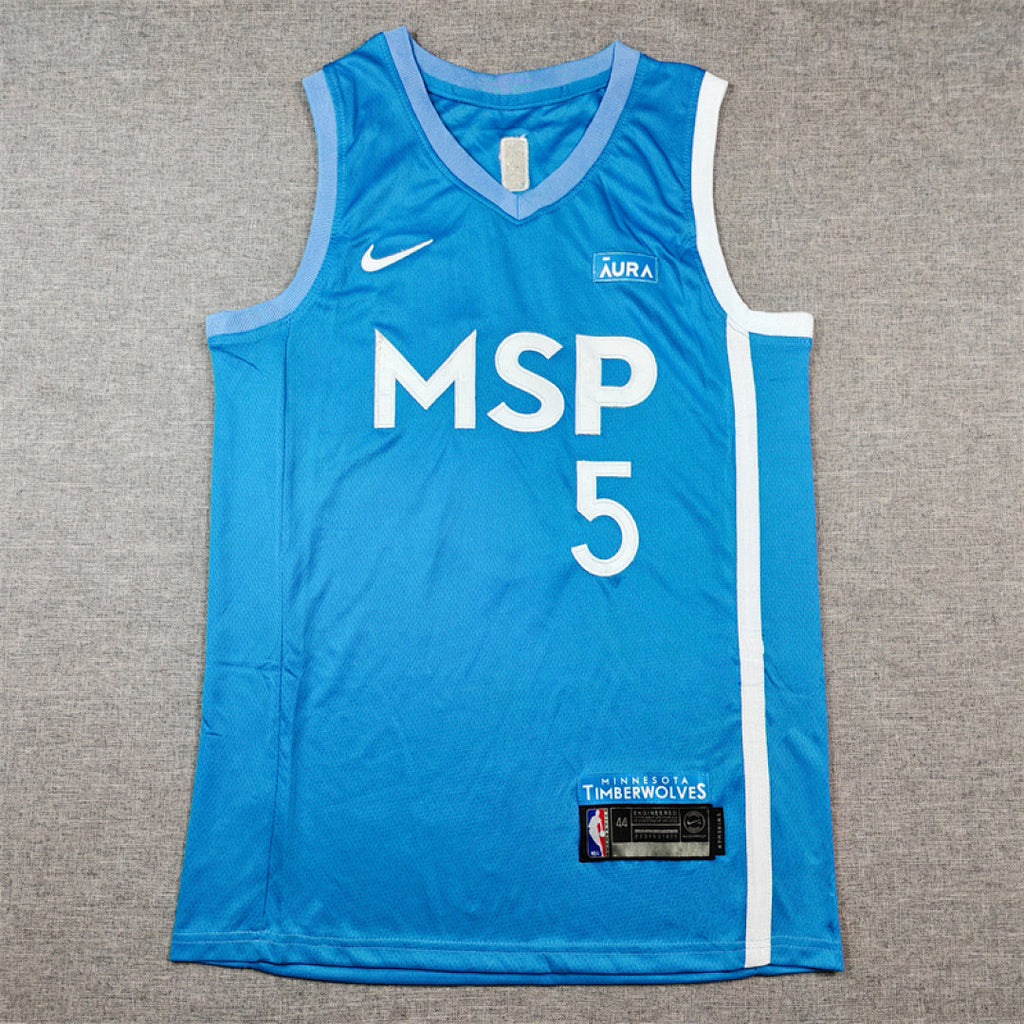 Anthony Edwards #5 Minnesota Timberwolves Light Blue City Edition Swingman Embroidered Jersey