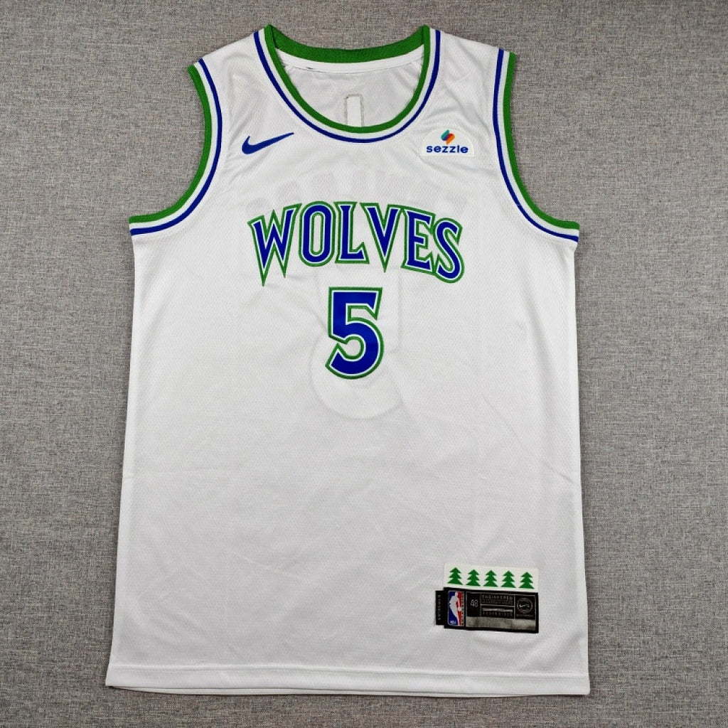 Minnesota Timberwolves Anthony Edwards #5 White Jersey – Embroidered