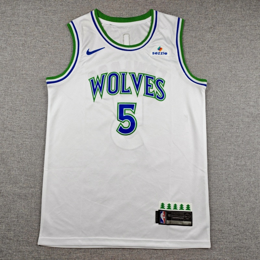 Minnesota Timberwolves Anthony Edwards #5 White Jersey – Embroidered