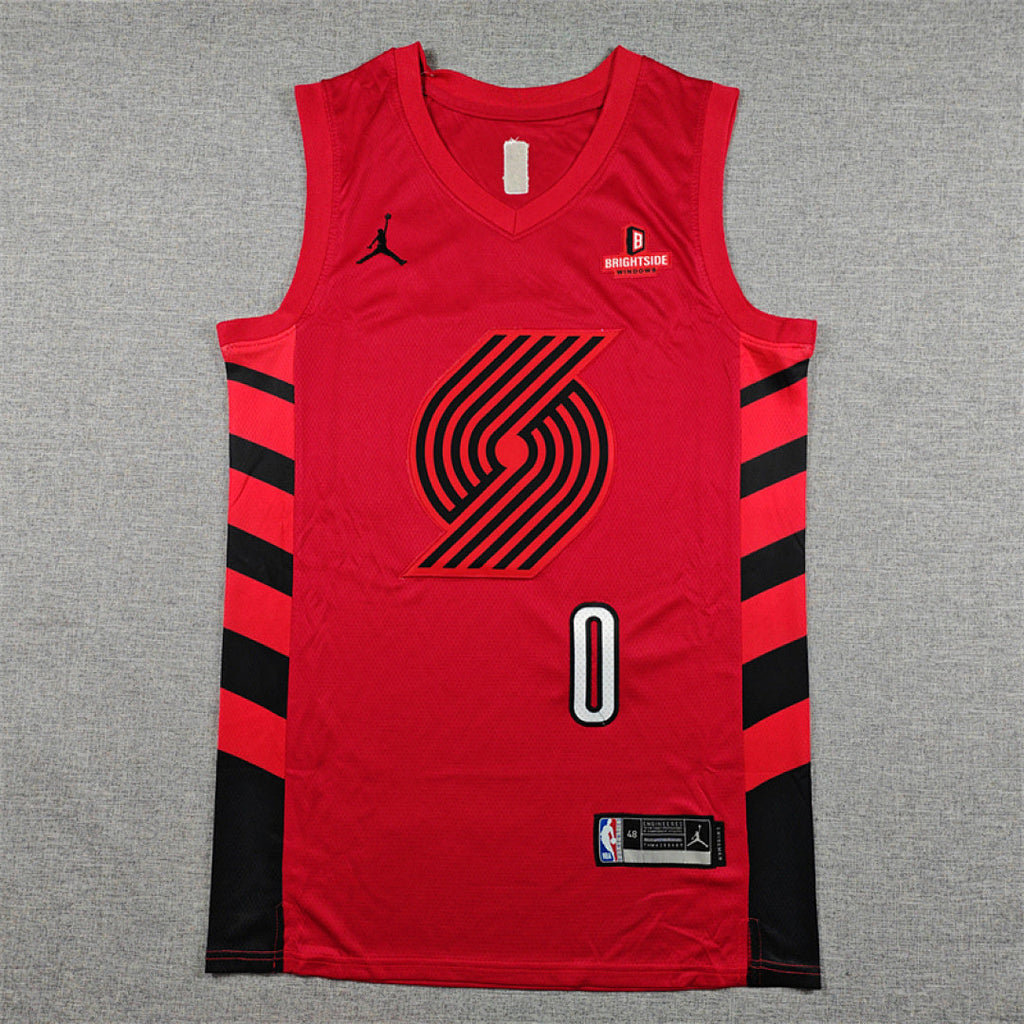 Damian  Lillard #0 Portland Trail Blazers Red  City Edition Swingman Embroidered Jersey