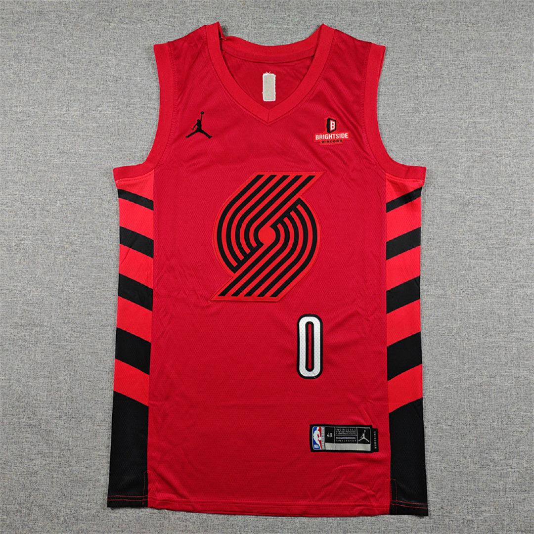 Damian  Lillard #0 Portland Trail Blazers Red  City Edition Swingman Embroidered Jersey