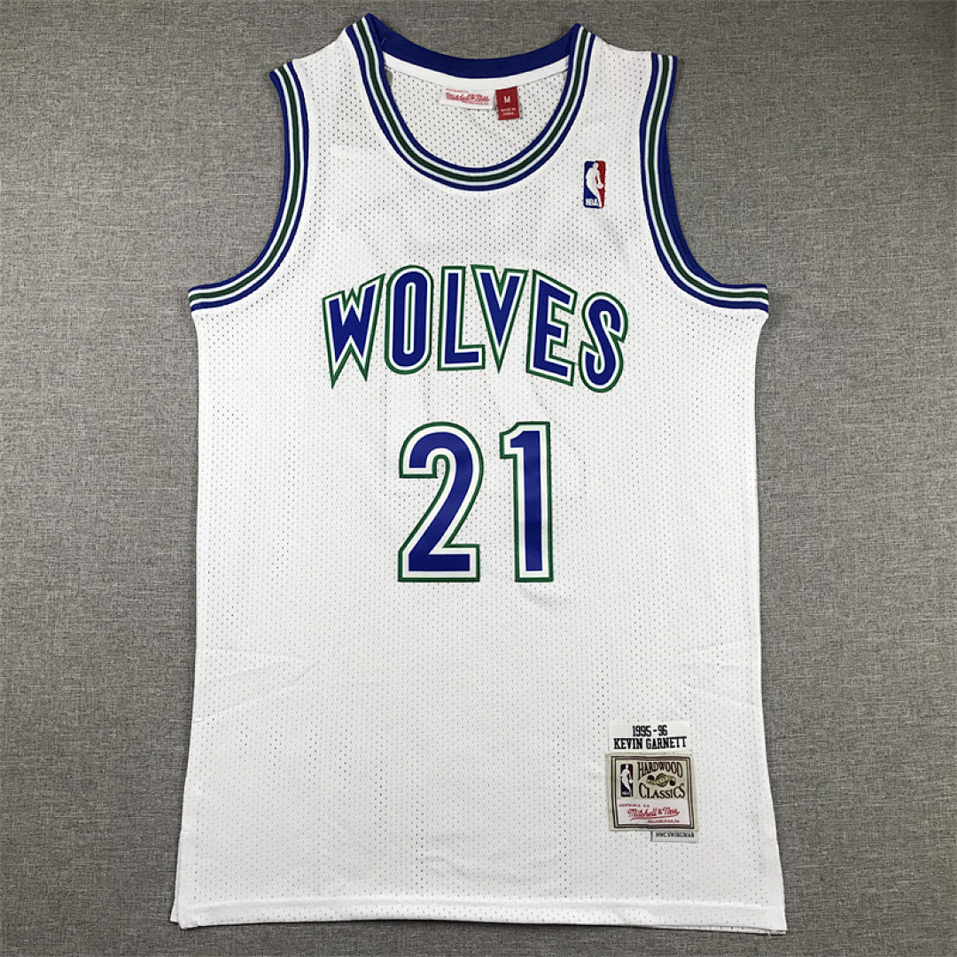 Kevin Garnett #21 Minnesota Timberwolves  1995-96 Throwback Embroidered Jersey