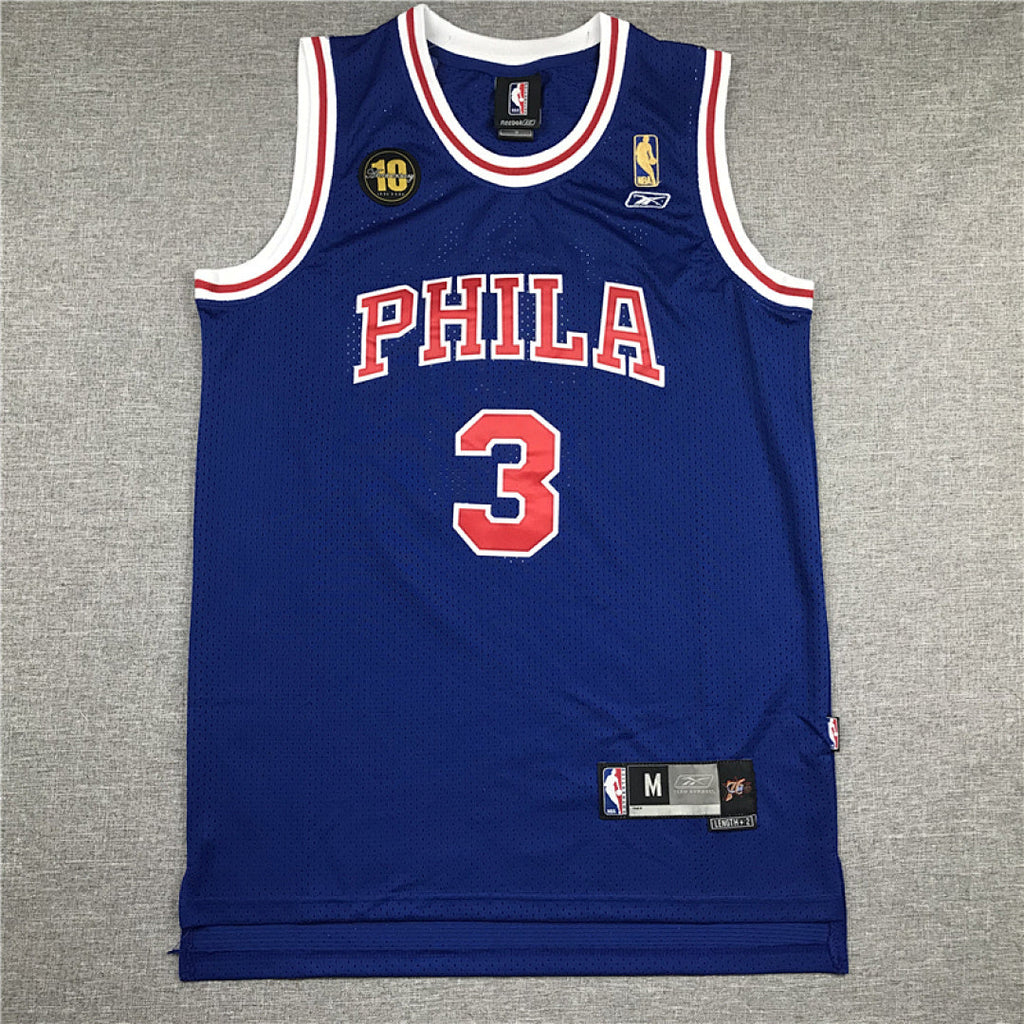Allen Ezail Iverson #3 Philadelphia 76ers 10th Anniversary Edition  Embroidered Jersey