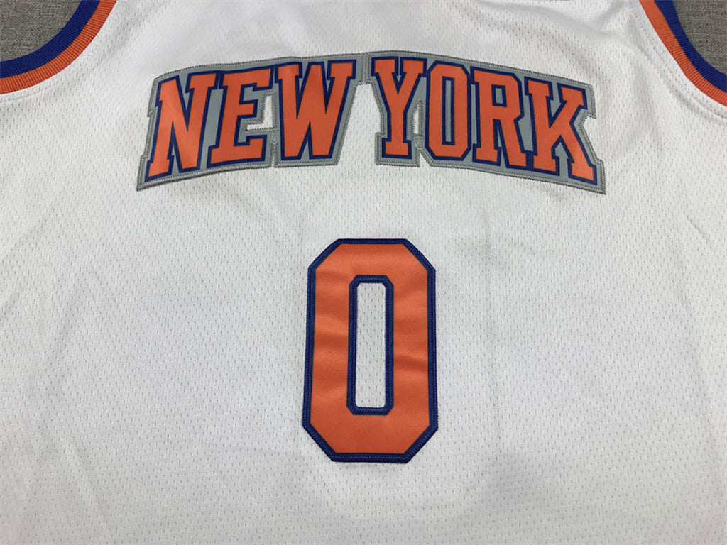 Donte DiVincenzo#0 New York Knicks White City Edition Swingman Embroidered Jersey