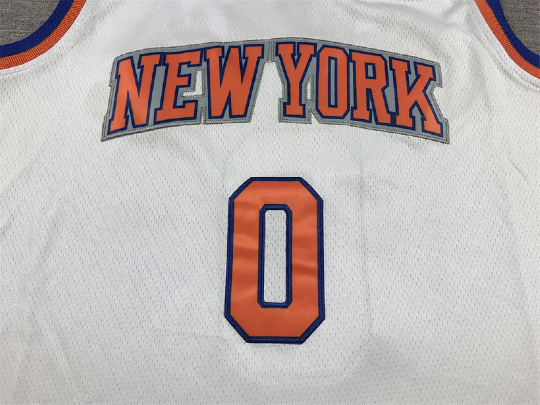 Donte DiVincenzo#0 New York Knicks White City Edition Swingman Embroidered Jersey