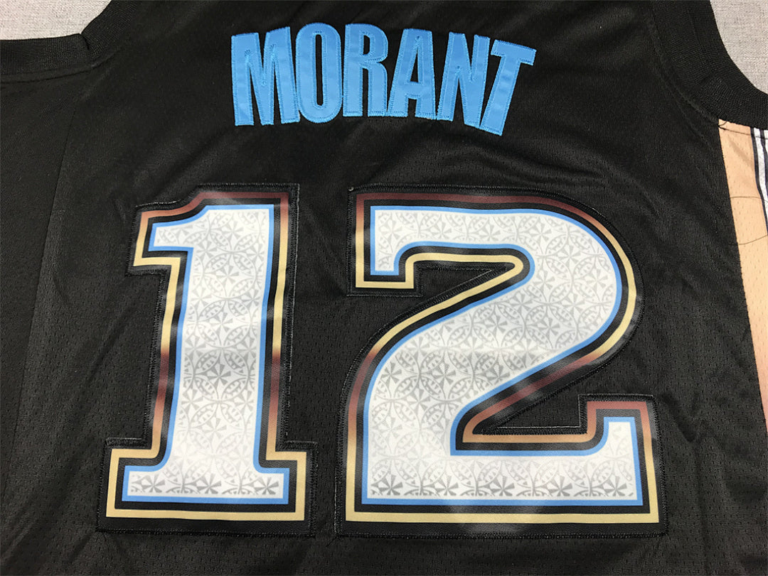 Ja Morant# 12 Memphis Grizzlies 2023 Black City Edition Swingman Embroidered Jersey