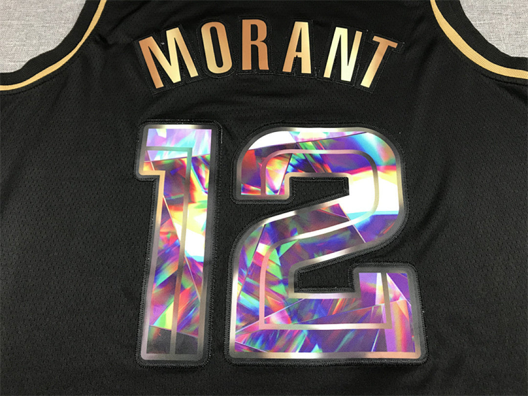 Ja Morant# 12 Memphis Grizzlies Black & Gold City Edition Swingman Embroidered Jersey
