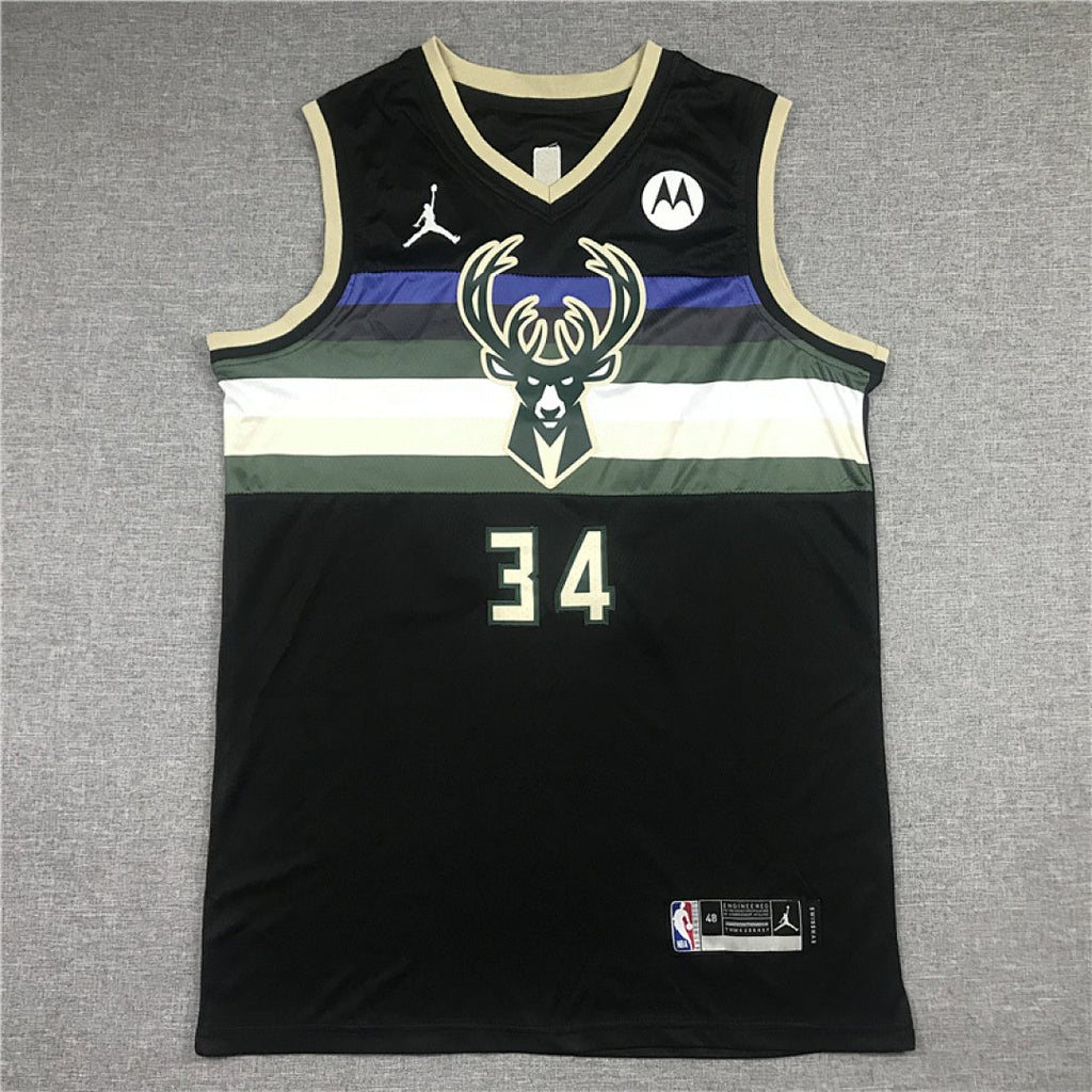 Giannis Antetokounmpo# 34 Milwaukee Bucks Black City Edition Swingman Embroidered Jersey
