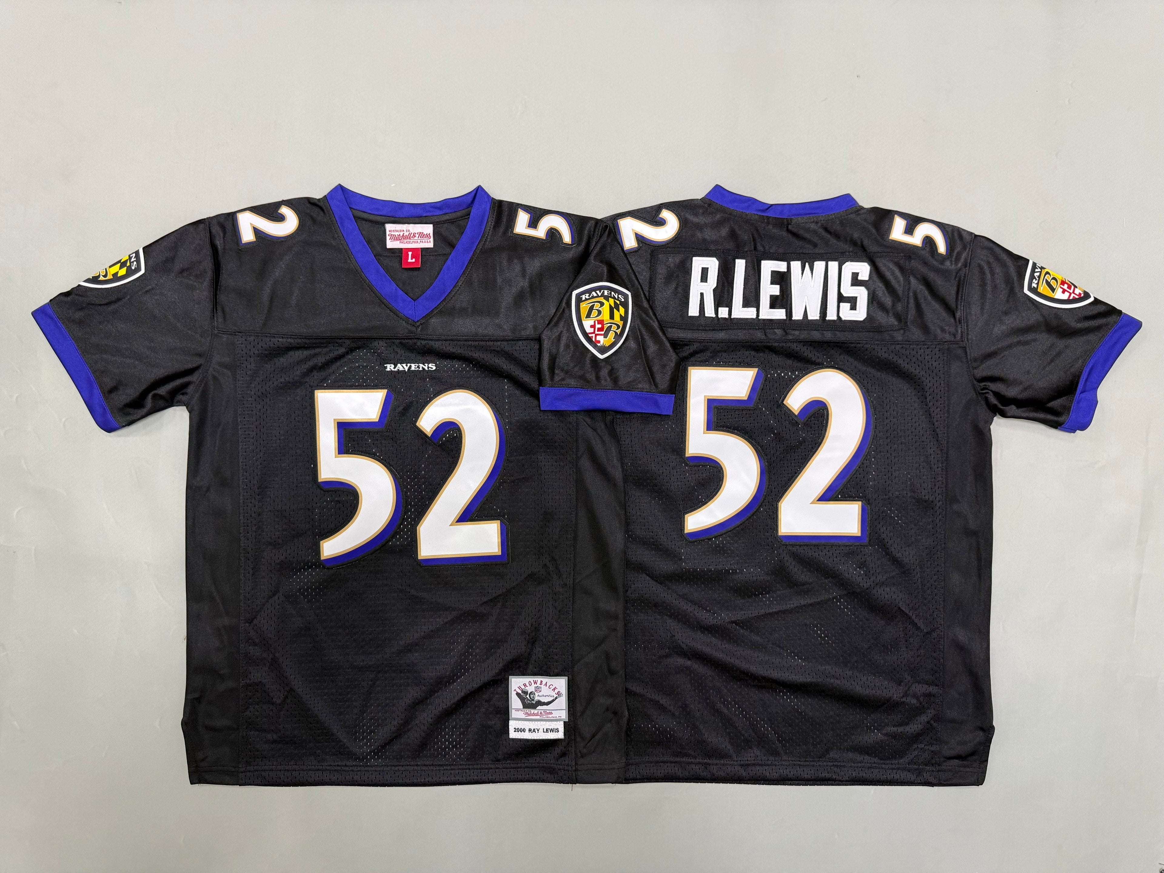 Youth Ray Lewis Baltimore Ravens #52 Black Retro Embroidered Jersey