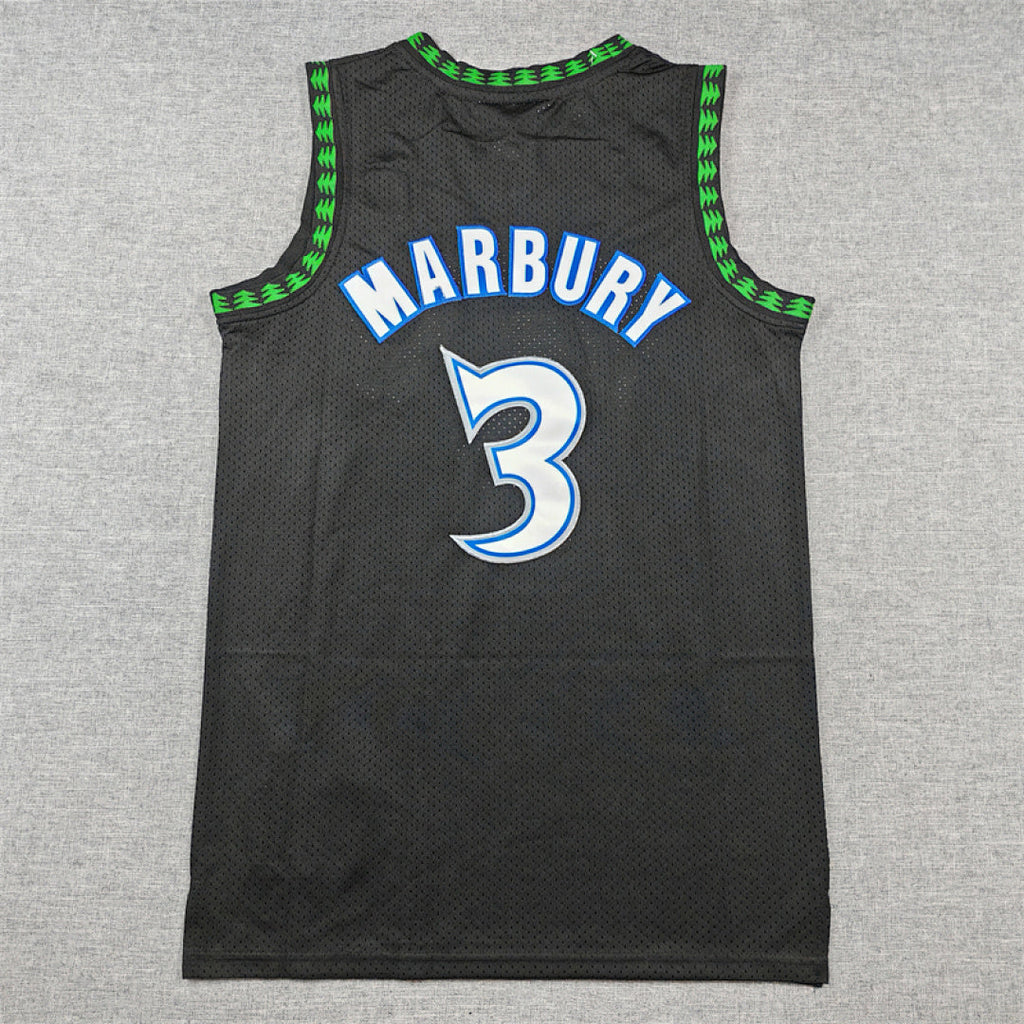 Stephon Marbury #3 Minnesota Timberwolves 1997-98 Black Throwback Embroidered Jersey
