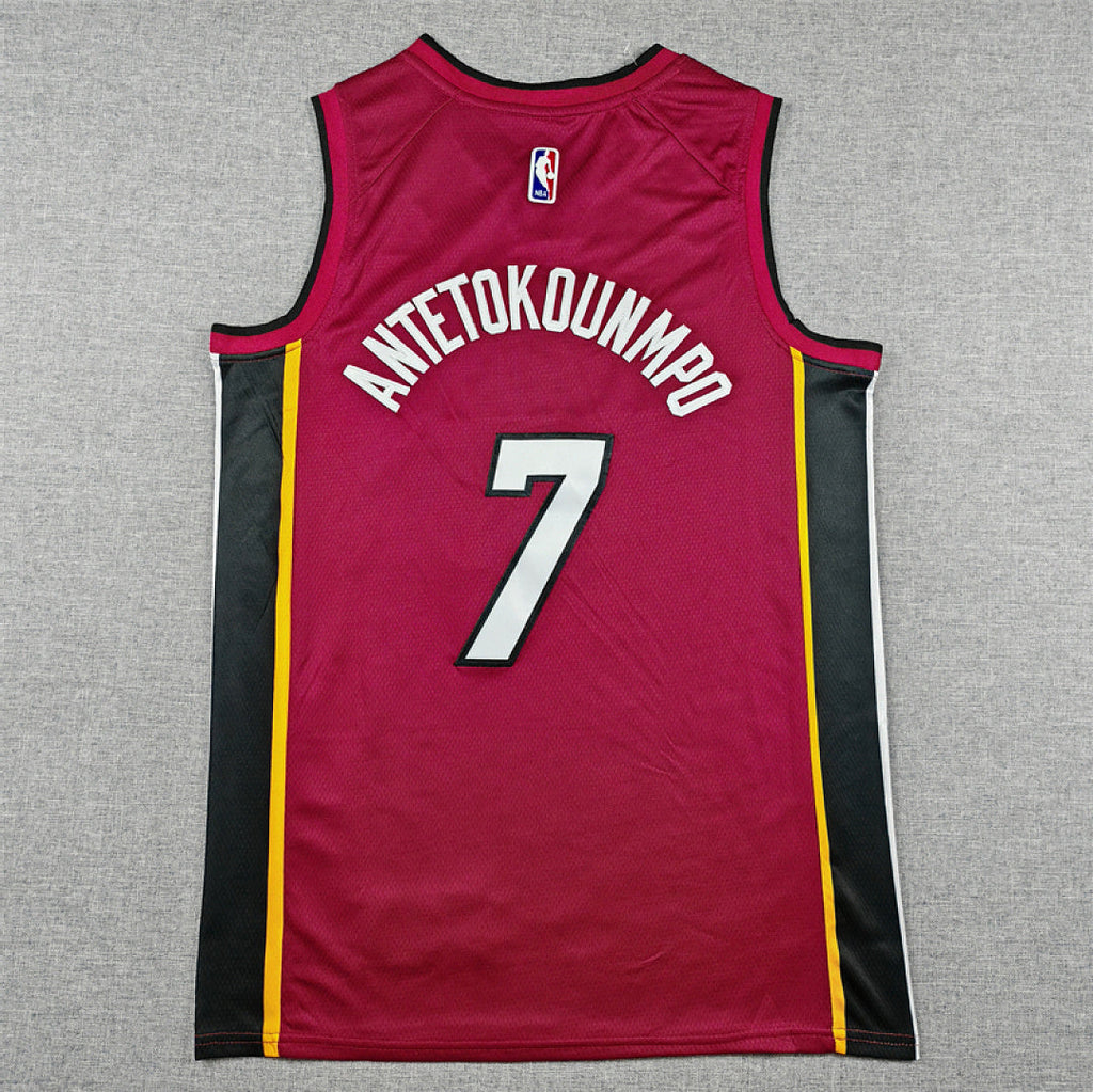 Miami Heat Giannis Antetokounmpo #7 Red Jersey – Embroidered