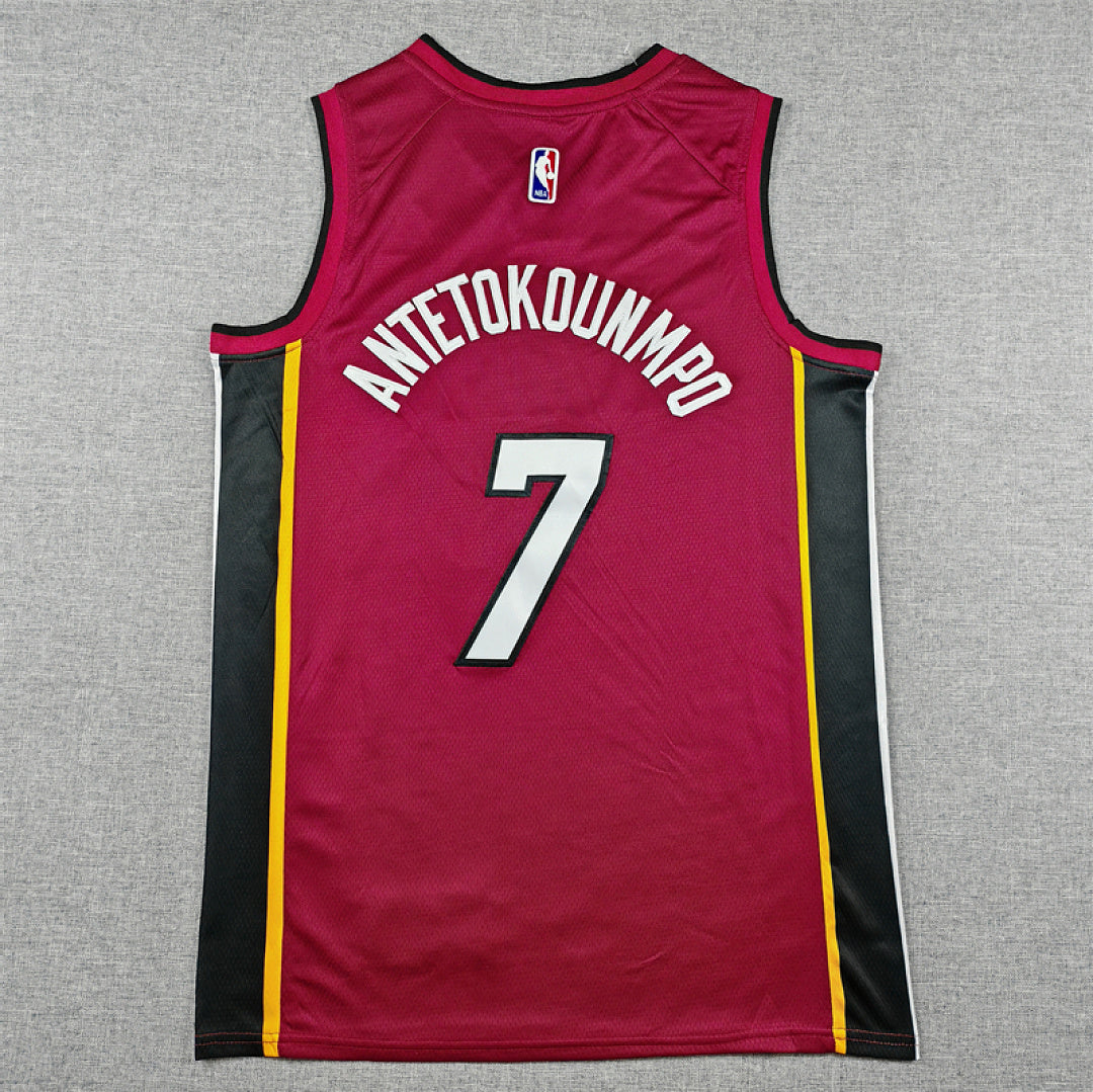 Miami Heat Giannis Antetokounmpo #7 Red Jersey – Embroidered