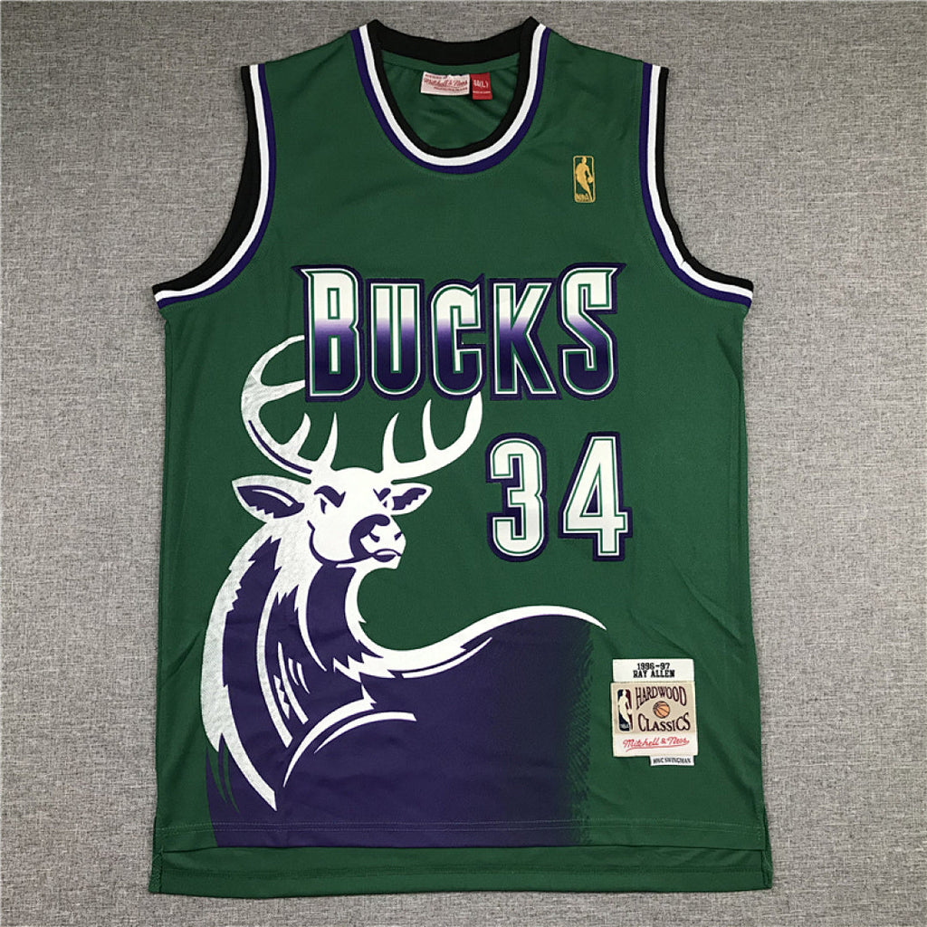 Giannis Antetokounmpo# 34 Milwaukee Bucks 1996-97 Throwback Embroidered Jersey