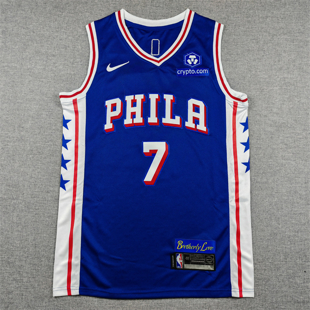 Philadelphia 76ers Jaylen Brown #7 Blue Jersey – Embroidered