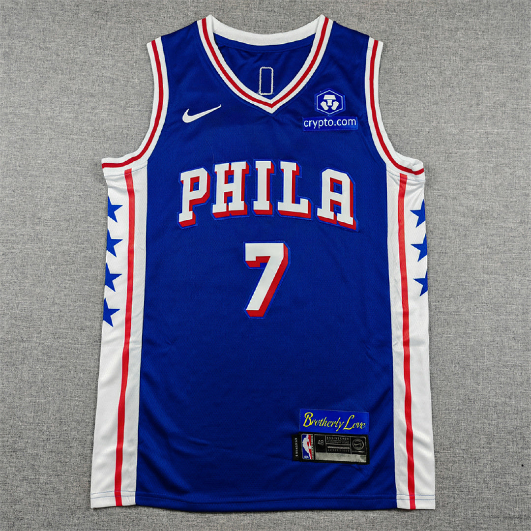 Philadelphia 76ers Jaylen Brown #7 Blue Jersey – Embroidered