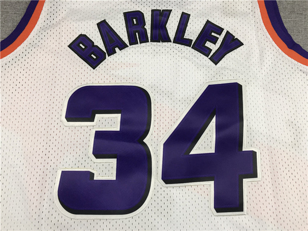 Charles Barkley #34 Phoenix Suns 1992-93 White Throwback Embroidered Jersey