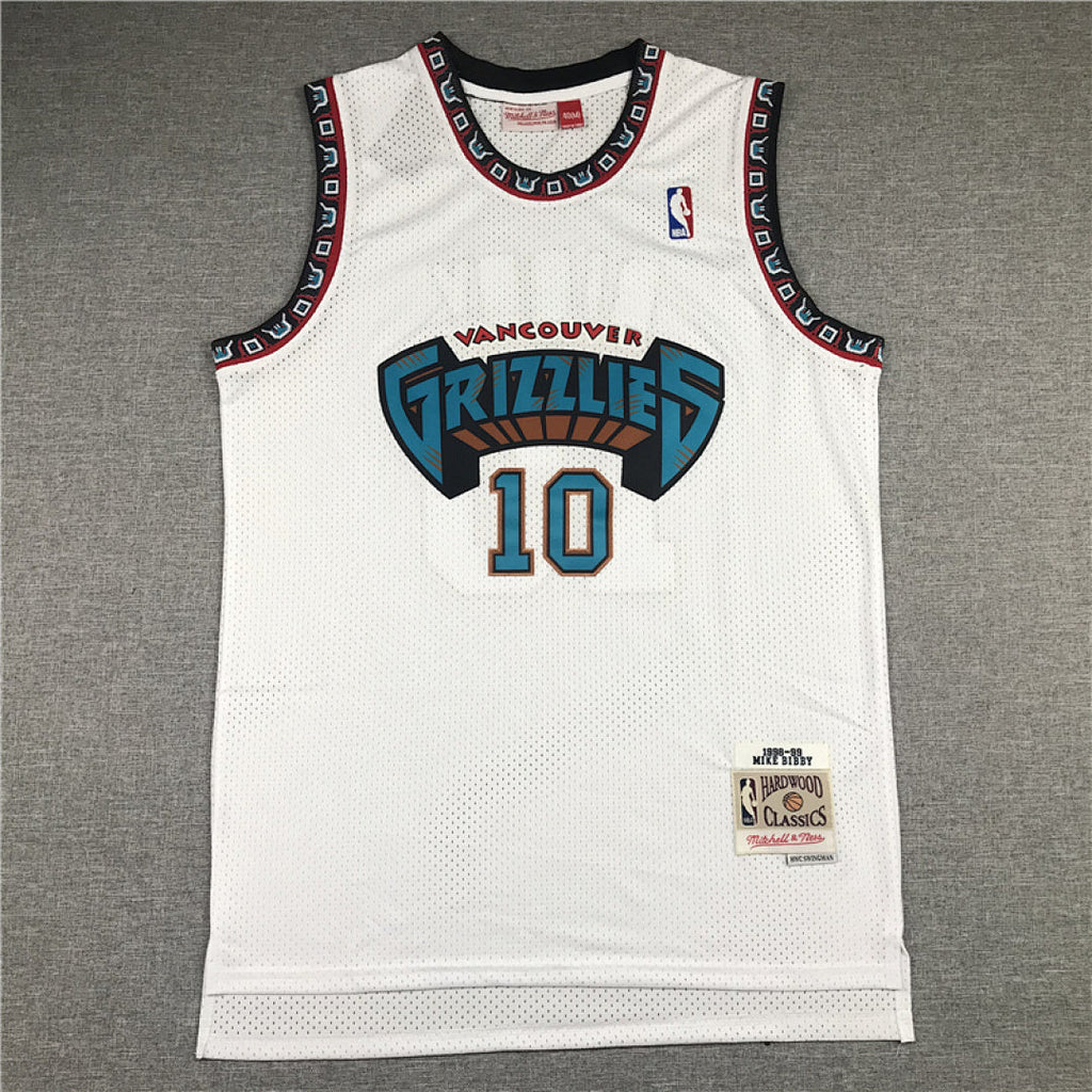 Mike Bibby# 10 Memphis Grizzlies 1998-99 White Throwback Embroidered Jersey