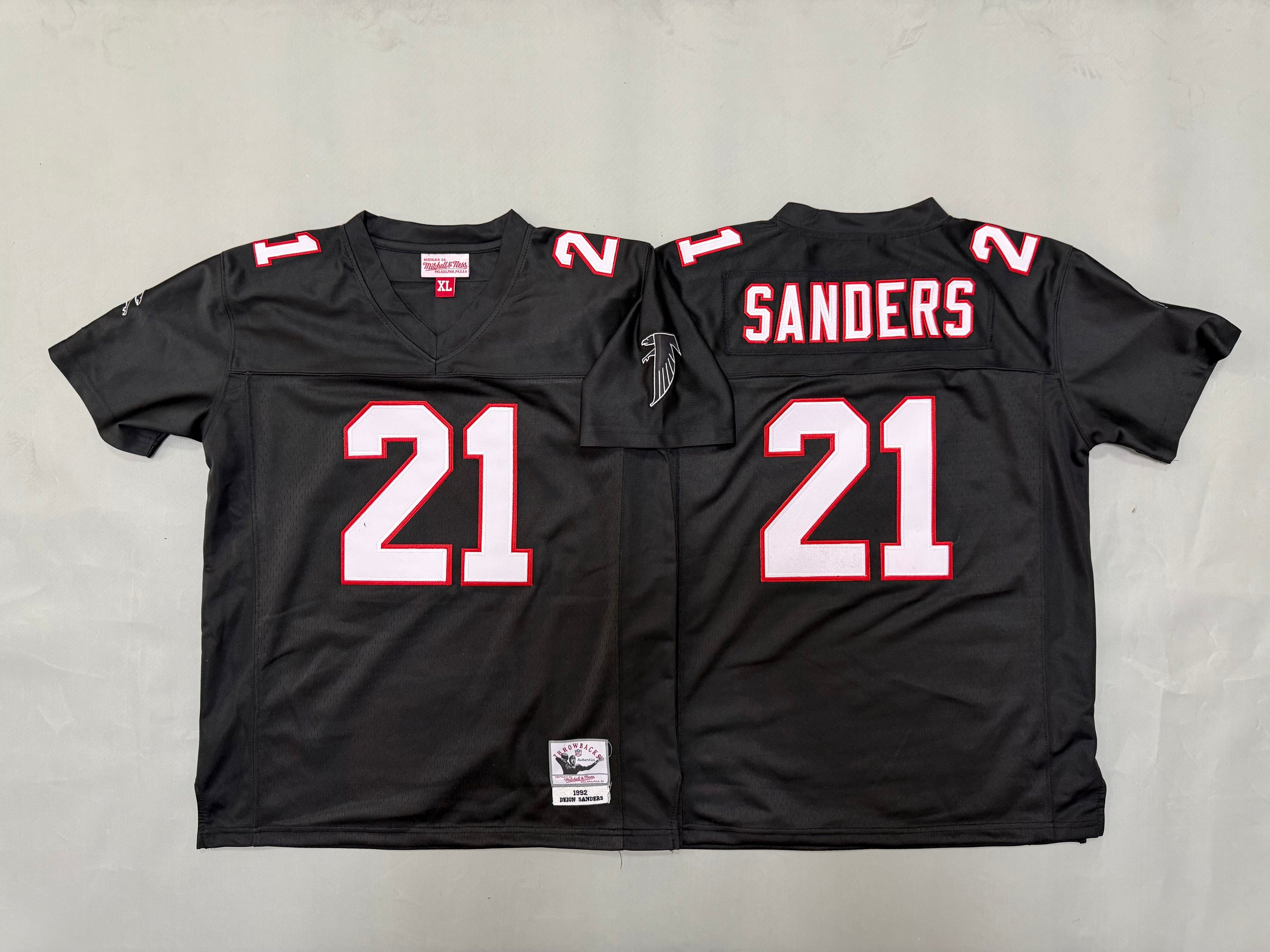 Youth Deion Sanders Atlanta Falcons#21 Black Retro Embroidered Jersey