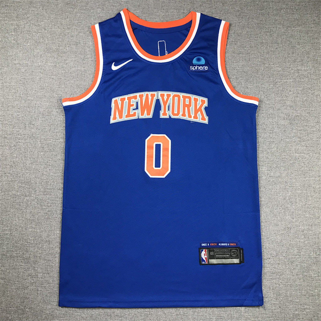 Donte DiVincenzo#0 New York Knicks Blue City Edition Swingman Embroidered Jersey