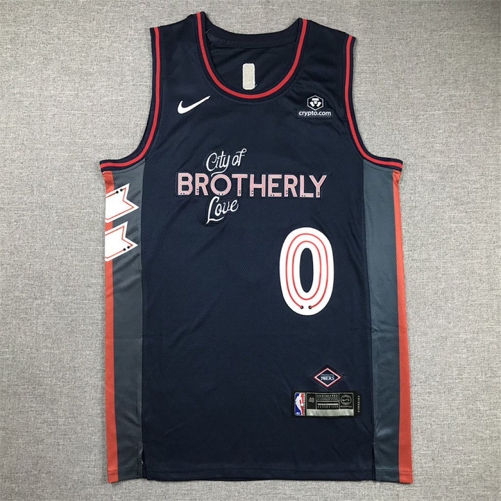 Tyrese Kendrid Maxey #0 Philadelphia 76ers 2024 Navy Blue City Edition Swingman Embroidered Jersey