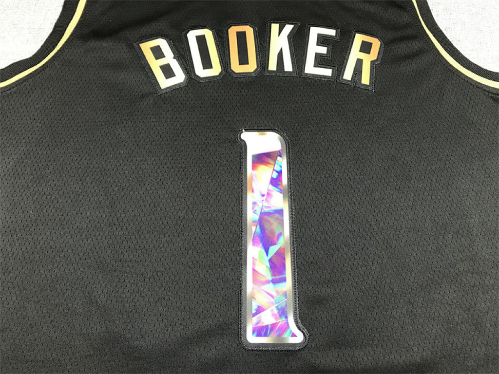 Devin Booker#1 Phoenix Suns Black & Gold City Edition Swingman Embroidered Jersey