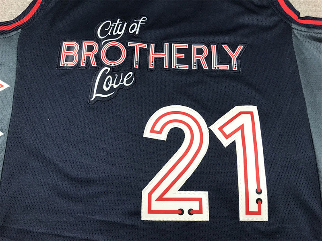Joel Hans Embiid #21 Philadelphia 76ers 2024 Navy Blue City Edition Swingman Embroidered Jersey