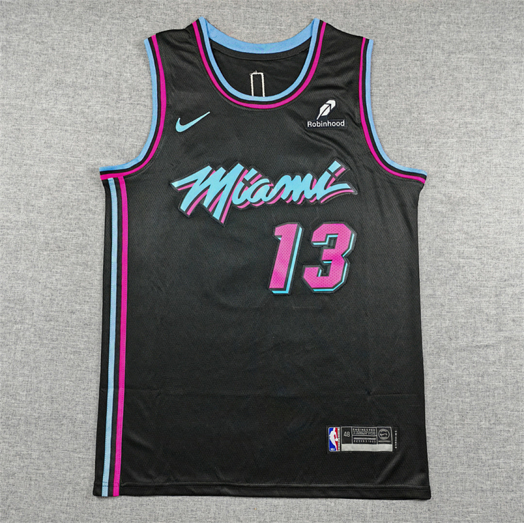 Bam Adebayo# 13 Miami Heat Black City Edition Swingman Embroidered Jersey