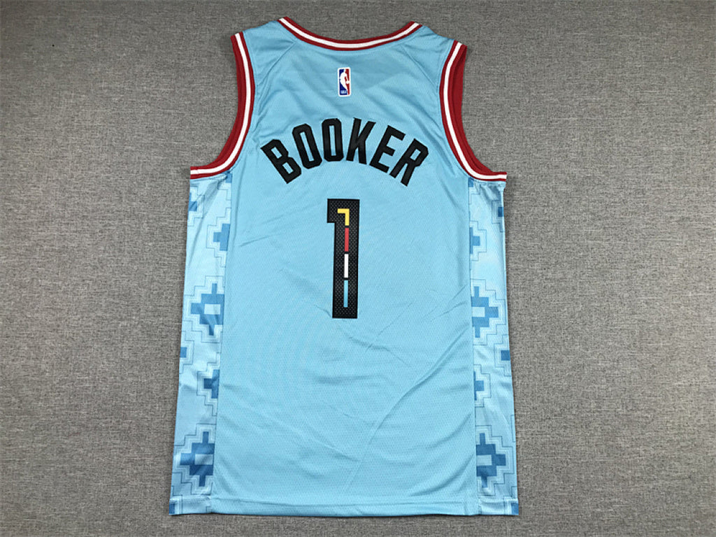 Devin Booker #1 Phoenix Suns Blue City Edition Swingman Embroidered Jersey