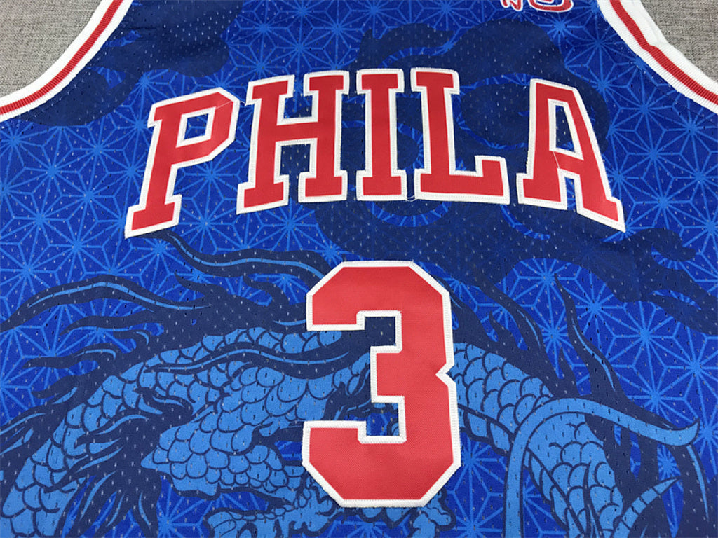 Allen Iverson #3 Philadelphia 76ers 1996-97(Year of the Dragon Limited Edition) Throwback  Embroidered Jersey
